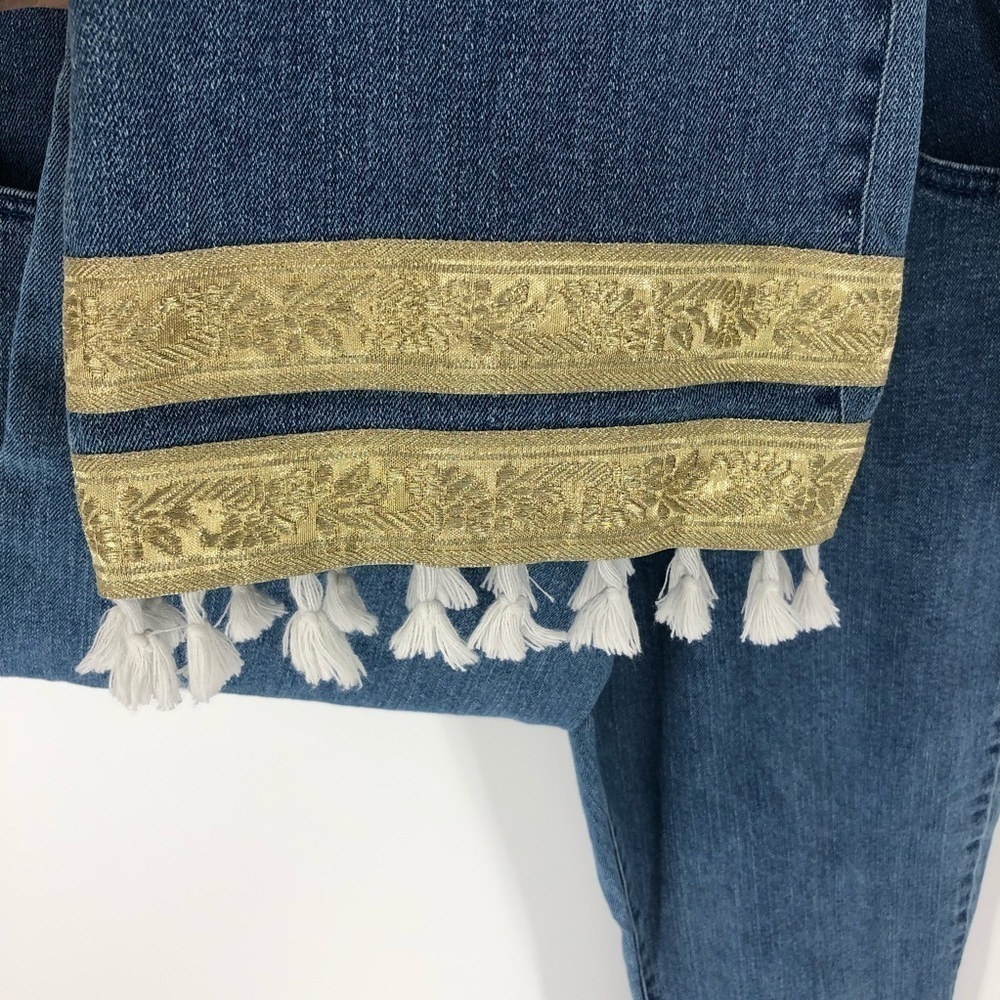 Show Me Your Mumu Miramar Jeans Womens 31 High Rise Tassel Boho Indie Stretch - Picture 6 of 13